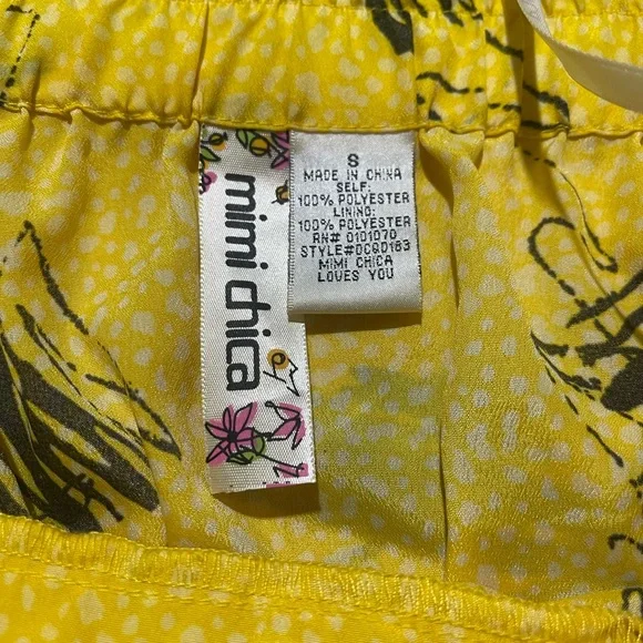 MiMi Chica Yellow & Grey Patterned Strapless Sun Dress S Spring Summern Beach - Picture 7 of 10